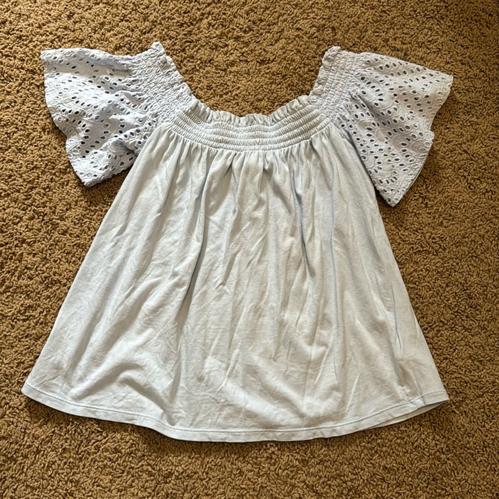 Express Baby Blue Off-Shoulder Top